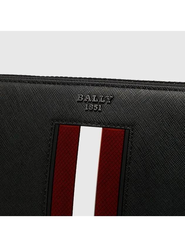 Makid logo leather clutch bag black - BALLY - BALAAN.
