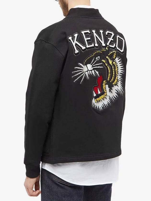 Varsity Jungle Tiger Embroidered Cotton Cardigan Black - KENZO - BALAAN 3