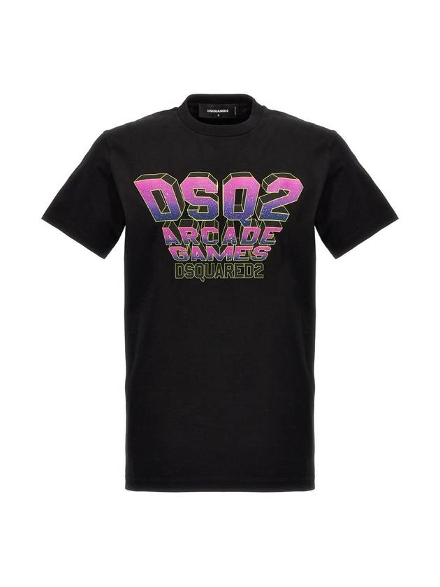 Logo Graphic Print Short Sleeve T-Shirt Black - DSQUARED2 - BALAAN 1