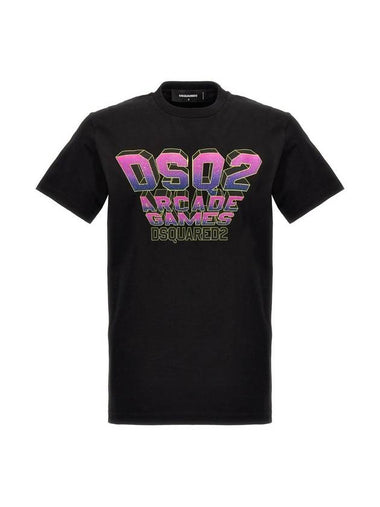 Logo Graphic Print Short Sleeve T-Shirt Black - DSQUARED2 - BALAAN 1