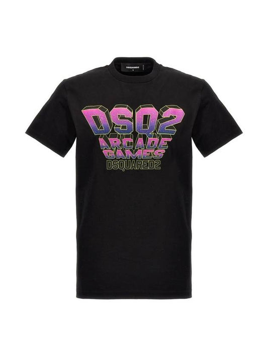 Logo Graphic Print Short Sleeve T-Shirt Black - DSQUARED2 - BALAAN 1