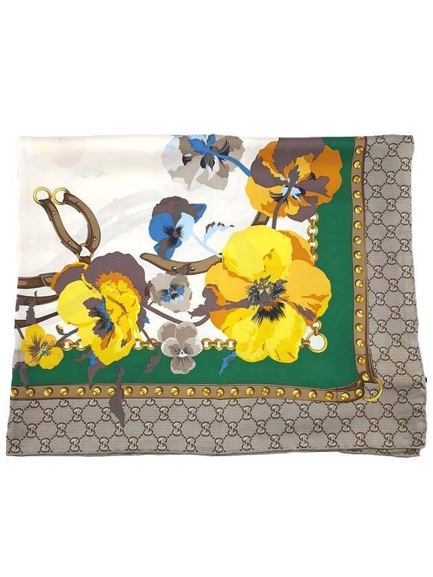 GG Flower Square Silk Scarf - GUCCI - BALAAN.