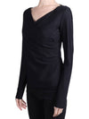 Gardena V-neck Jersey Long Sleeve T-Shirt Black - MAX MARA - BALAAN.