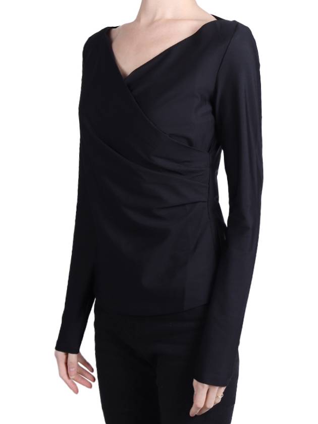 Gardena V-neck Jersey Long Sleeve T-Shirt Black - MAX MARA - BALAAN.