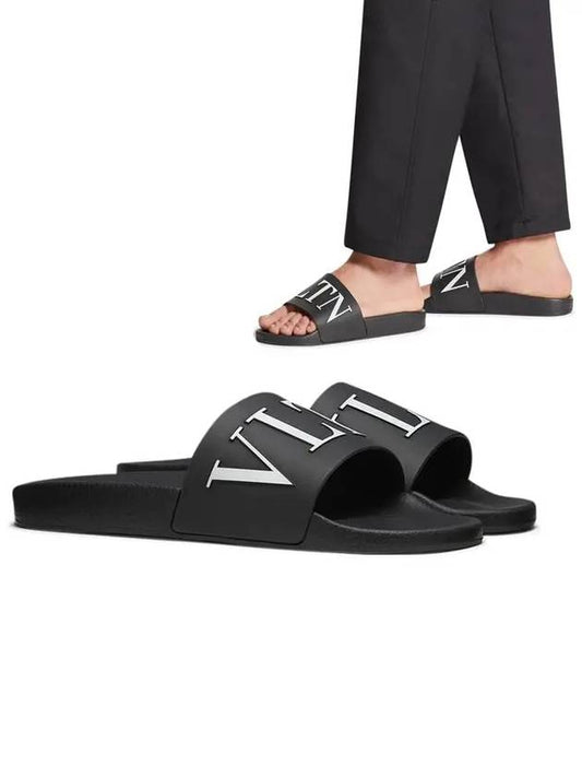 VLTN Rubber Slippers Black - VALENTINO - BALAAN.