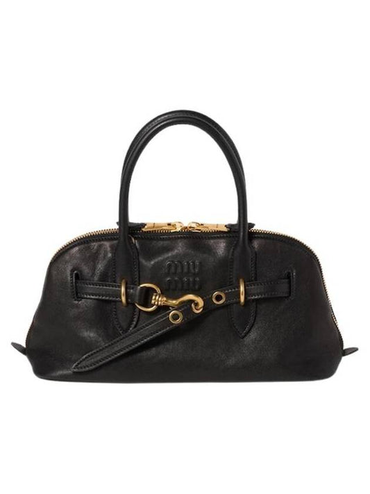 Miu Abunchure Nappa Leather Top Handle Bag Black - MIU MIU - BALAAN 1