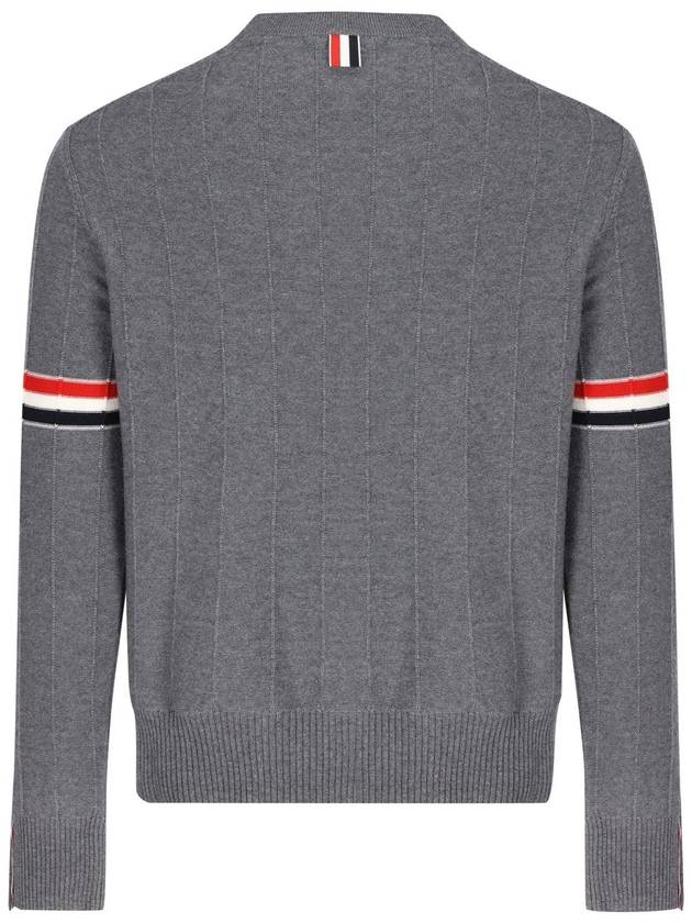 Men's Wool Relaxed Pullover Knit Top Med Grey - THOM BROWNE - BALAAN 3