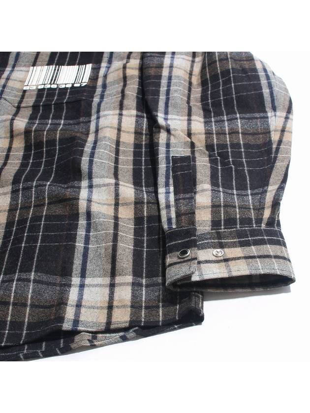 Barcode Print Check Shirt Gray VL14SH750G - VETEMENTS - BALAAN.