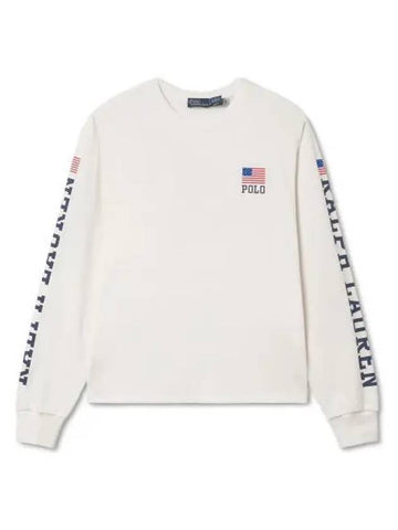 W Logo Flag Long Sleeve Jersey T Shirt White - POLO RALPH LAUREN - BALAAN 1