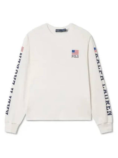 W Logo Flag Long Sleeve Jersey T Shirt White - POLO RALPH LAUREN - BALAAN 1