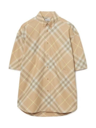 Check Short Sleeve Shirt Beige - BURBERRY - BALAAN 2