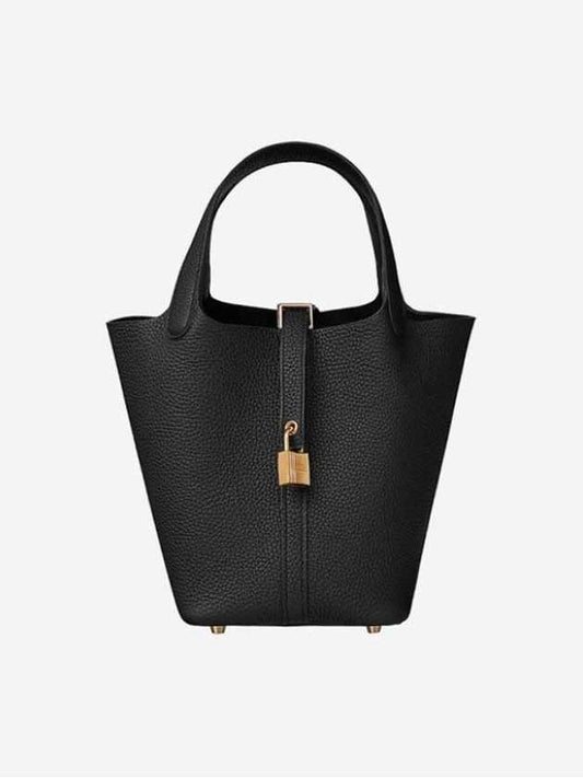 Picotin Rock 18 Tote Bag Black Gold - HERMES - BALAAN 2