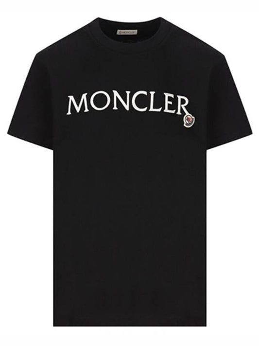 8C00016 829HP 999 Lettering Logo Round Short Sleeve T shirt Black Women TJ - MONCLER - BALAAN 1