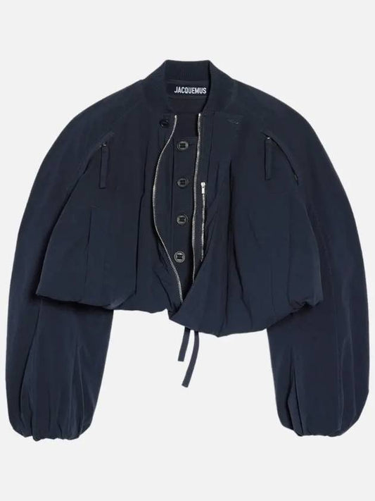 Le Bahia Bubble Crop Bomber Jacket Navy - JACQUEMUS - BALAAN 2