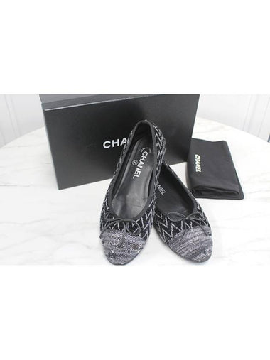 Tweed ribbon ballerina flat shoes 37 5 - CHANEL - BALAAN 1