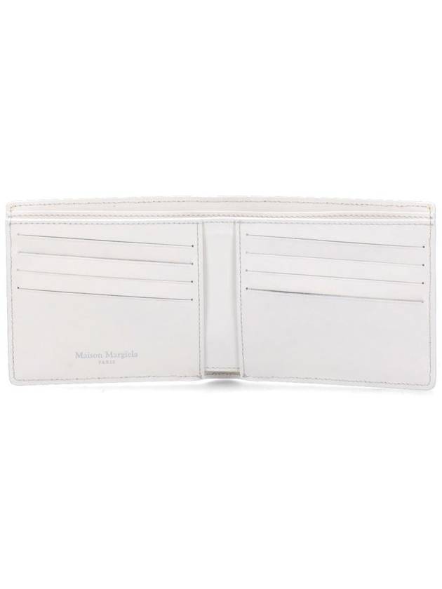 Stitched Bifold Leather Half Wallet White - MAISON MARGIELA - BALAAN 3