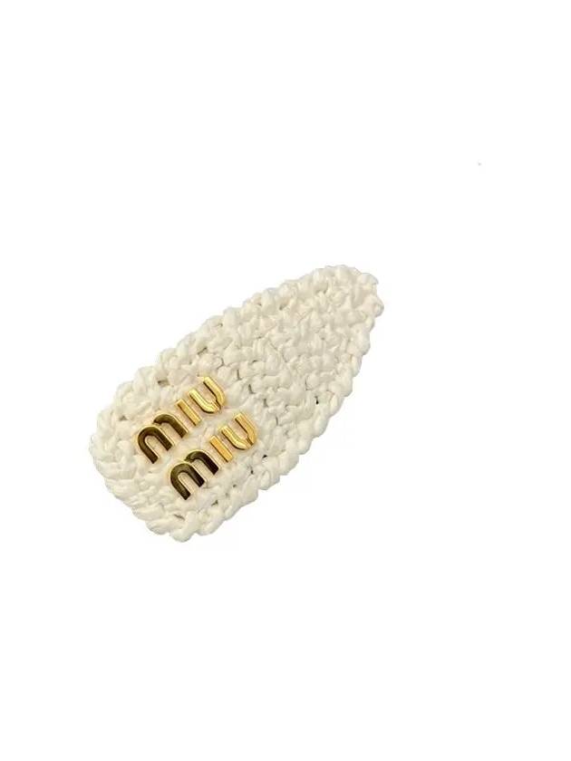 Woven Fabric Hair Clip White - MIU MIU - BALAAN 5