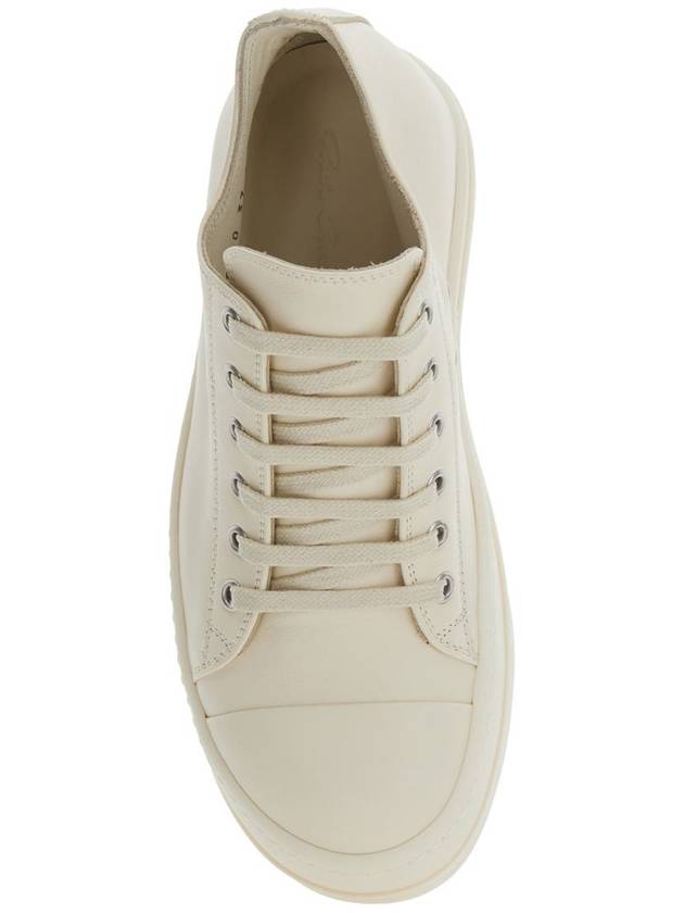 White Low Top Sneakers With Round Toe In Smooth Leather Woman - RICK OWENS - BALAAN 4