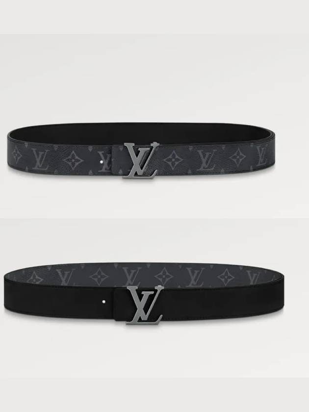 LV initial silver engraved 35MM reversible double sided belt men - LOUIS VUITTON - BALAAN 1