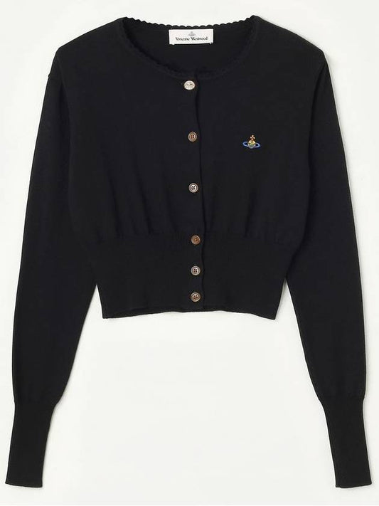 Women's ORB Embroidered Crop Cardigan Black - VIVIENNE WESTWOOD - BALAAN 2