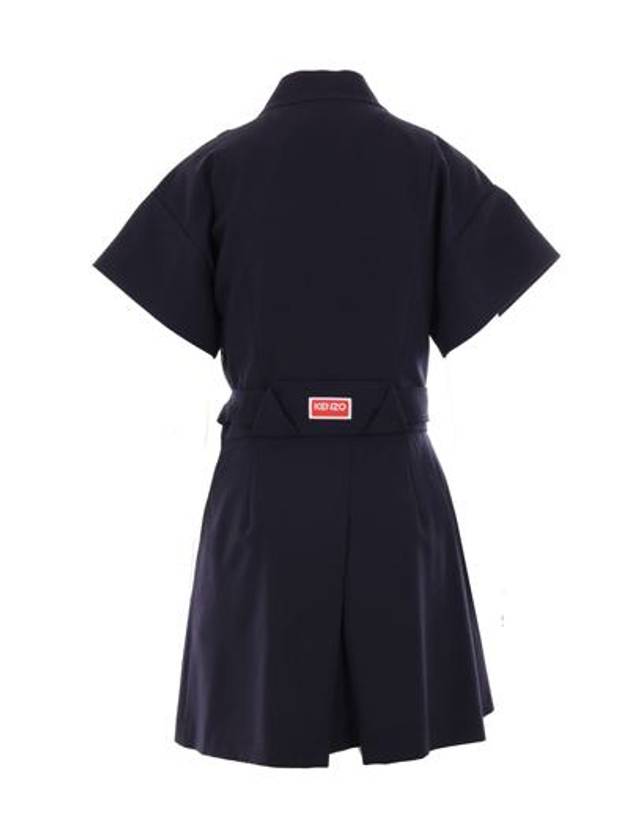 Mini Kimono Short Dress Midnight Blue - KENZO - BALAAN 5