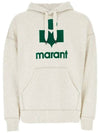 Miley Logo Cotton Hoodie Beige - ISABEL MARANT - BALAAN 3