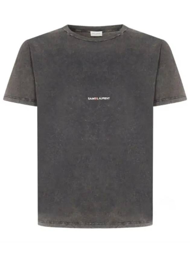 Logo Short Sleeve T-Shirt Black - SAINT LAURENT - BALAAN.