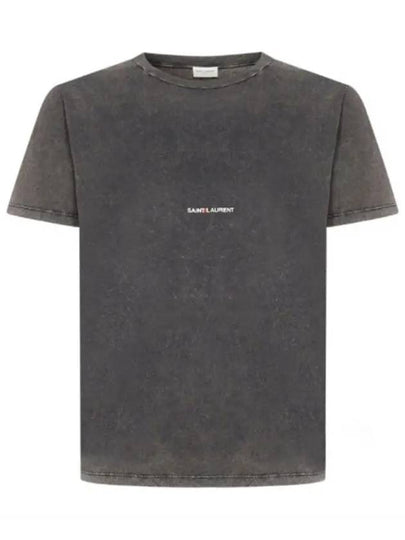 Destroyed Archive Logo Print Short Sleeve T-Shirt Black - SAINT LAURENT - BALAAN 2