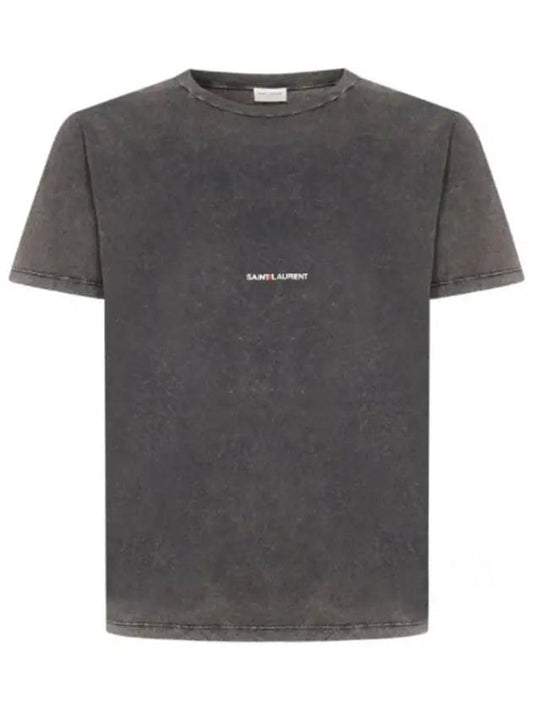 Logo Short Sleeve T-Shirt Black - SAINT LAURENT - BALAAN.