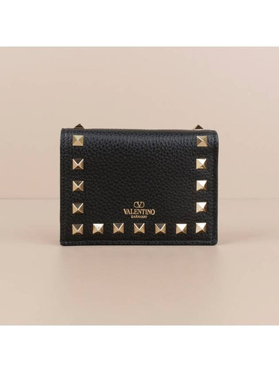 Rockstud Flap Card Wallet Black - VALENTINO - BALAAN 2