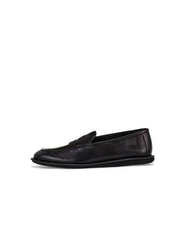 Men s Woven Logo Soft Leather Loafers Black - GIORGIO ARMANI - BALAAN 1