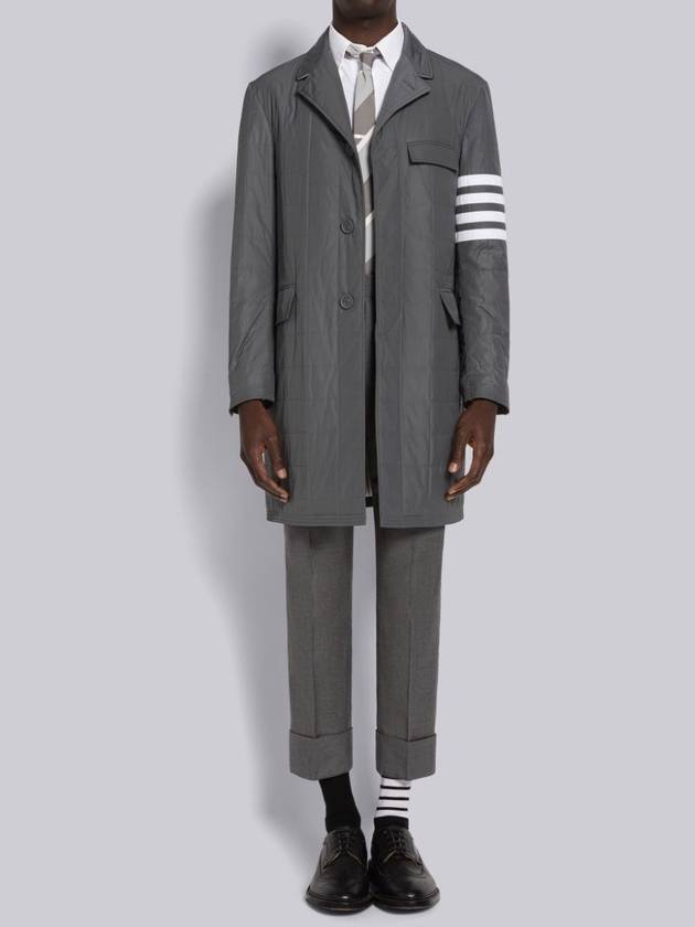 Men's 4 Bar Poly Twill Chesterfield Single Coat Grey - THOM BROWNE - BALAAN 5