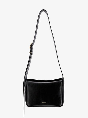 Leather Logo Print Shoulder Bag Black - JIL SANDER - BALAAN 1