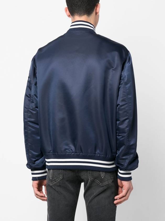 Varsity Nylon Bomber Jacket Navy - VERSACE - BALAAN 6