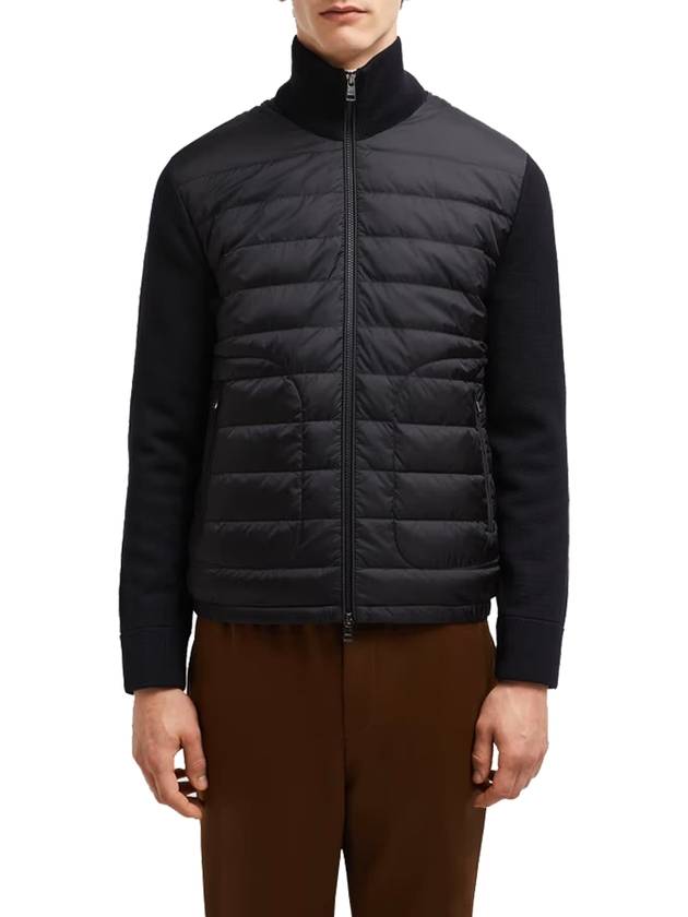 Padded Wool Cardigan Black - MONCLER - BALAAN 3