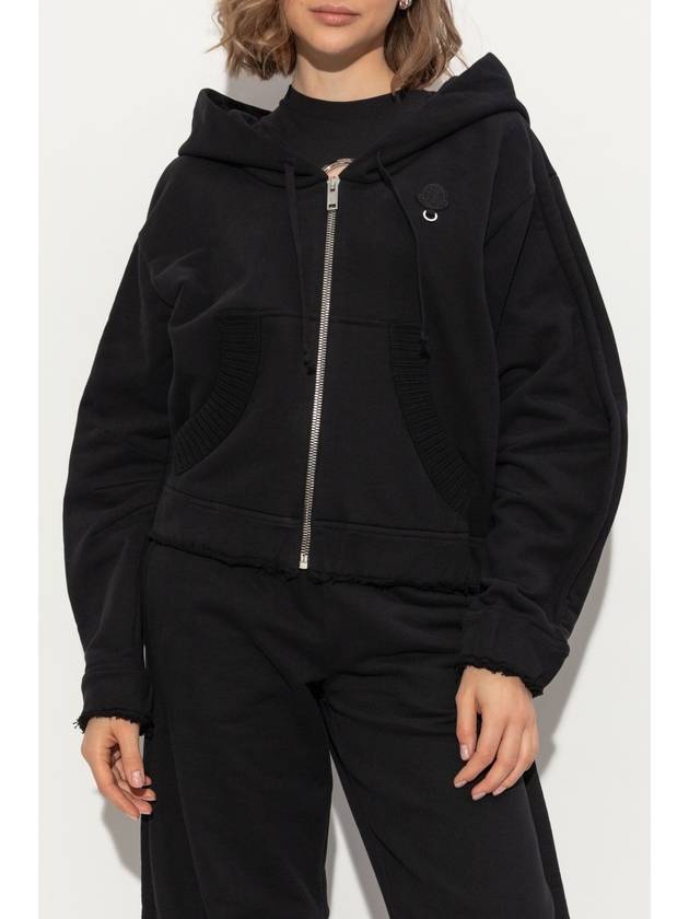 Willow Smith Eyelet Cotton Hooded Zip Up Black - MONCLER - BALAAN 4