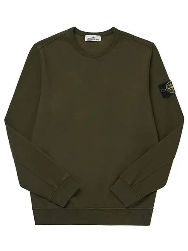 Brushed Cotton Fleece Garment Dyed Crewneck Sweatshirt Olive Green - STONE ISLAND - BALAAN 3