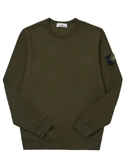 Brushed Cotton Fleece Garment Dyed Crewneck Sweatshirt Olive Green - STONE ISLAND - BALAAN 2