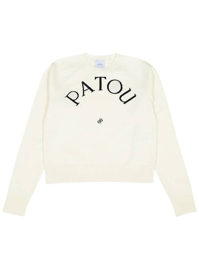 Embroidered Logo Wool Knit Top White - PATOU - BALAAN 2