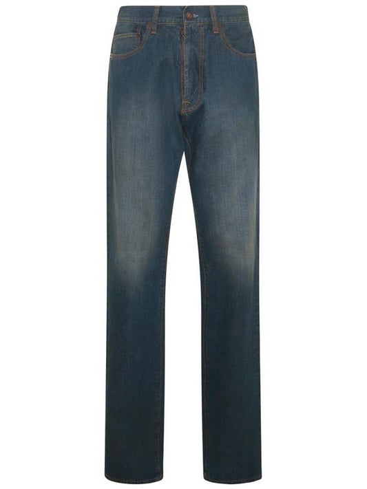 Faded Effect Cotton Straight Jeans Blue - MAISON MARGIELA - BALAAN 1