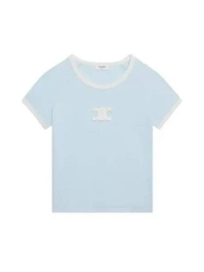 Triomphe Cotton Jersey Short Sleeve T-Shirt Pastel Blue - CELINE - BALAAN 2