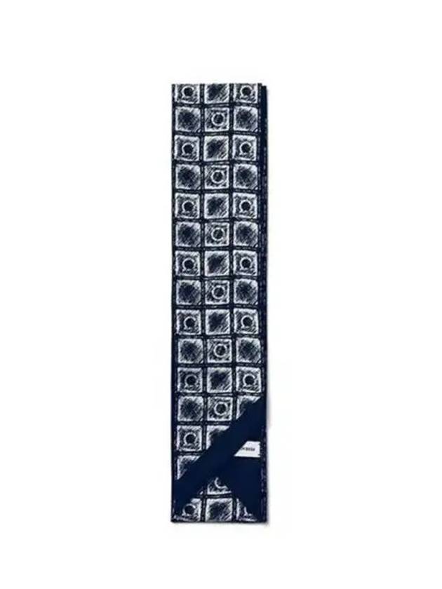 Graffiti Print Silk Bandeau Scarf Midnight Blue Ivory - SALVATORE FERRAGAMO - BALAAN 2