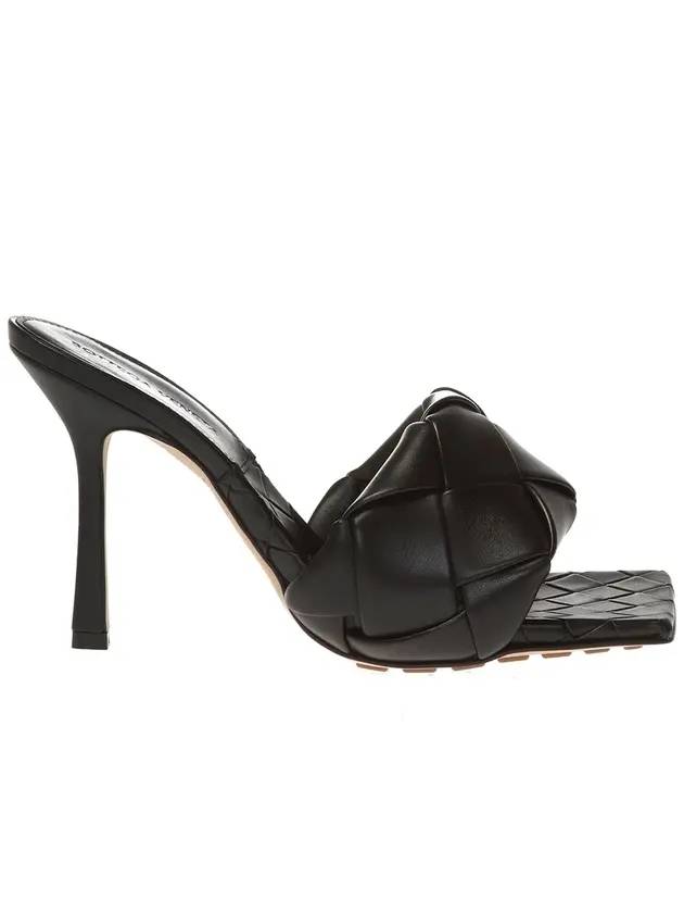 Lido Intrecciato Sandal Heels Black - BOTTEGA VENETA - BALAAN 1