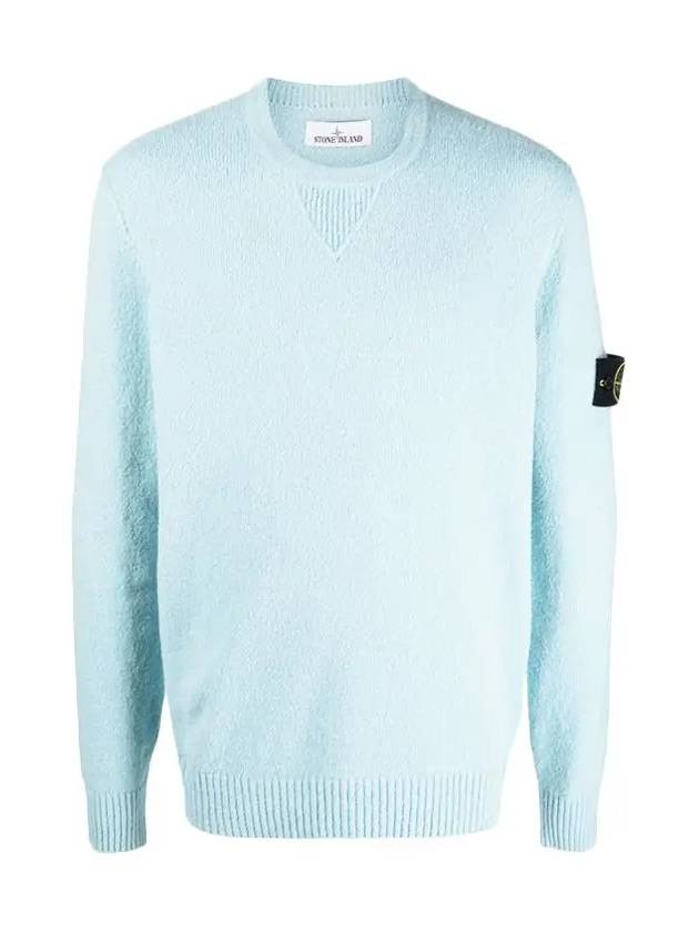 Soft Cotton Crewneck Knit Top Aqua - STONE ISLAND - BALAAN 2