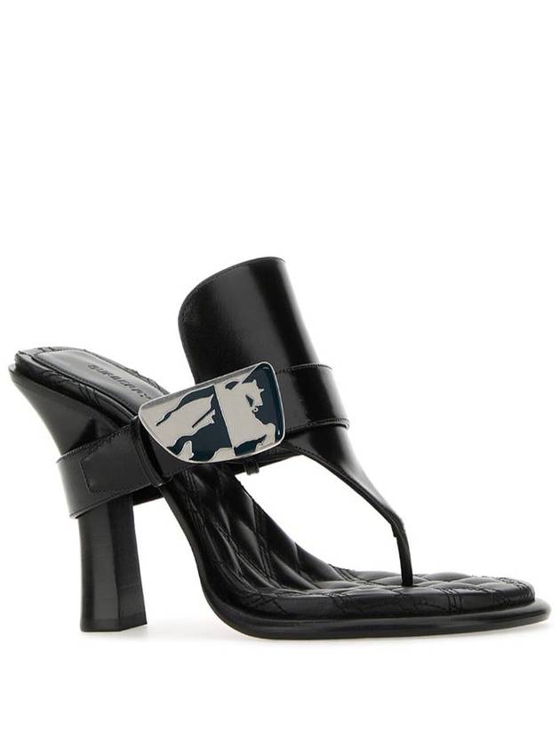 Bay Leather Sandal Heels Black - BURBERRY - BALAAN 3