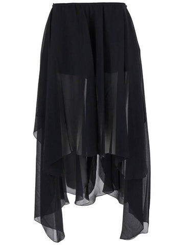 Midi Black Skirt With Internal Shorts In Chiffon Woman - CHLOE - BALAAN 1