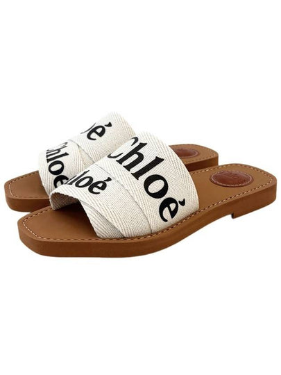 Woody Logo Flat Mule Slippers White - CHLOE - BALAAN 2