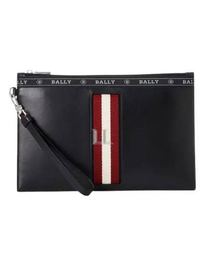 Barrier Logo Leather Zipper Clutch Bag Black - BALLY - BALAAN 2