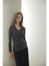 Caisienne color block V neck unbalanced knit dark gray - CAHIERS - BALAAN 6