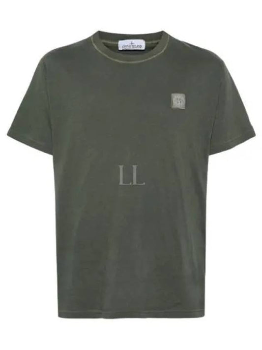 Organic Cotton Short Sleeve T-Shirt Sage Green - STONE ISLAND - BALAAN 2